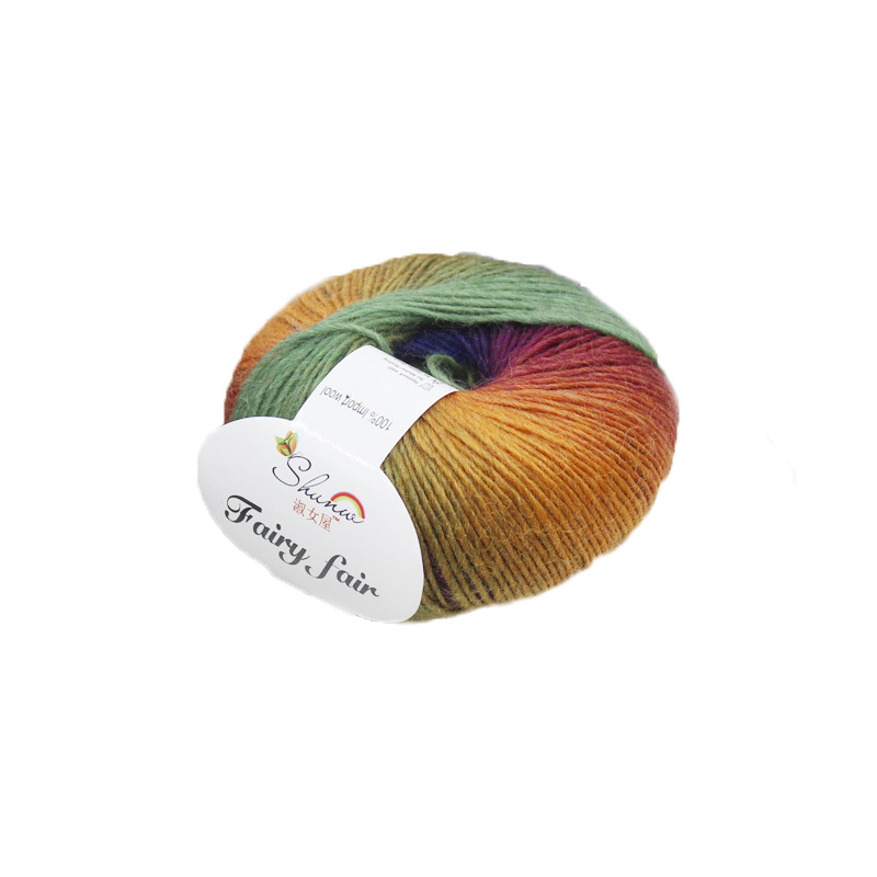 Wool Rainbow Thread Series Section-Dye String Long Pure Wool Thread Pallial Line Scarf Hat Sub-Thread Shawl Thread Factory Wholesale