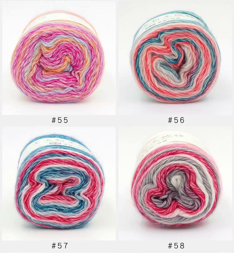 Cake Rainbow Thread Handmade DIY Woven Pure Cotton Cake Yarn Wool Long Section Dyed Lace Rendering Rainbow Crochet Thread Cake Rainbow Thread Handmade DIY Woven Pure Cotton Cake Yarn Wool Long Section Dyed Lace Rendering Rainbow Crochet Thread