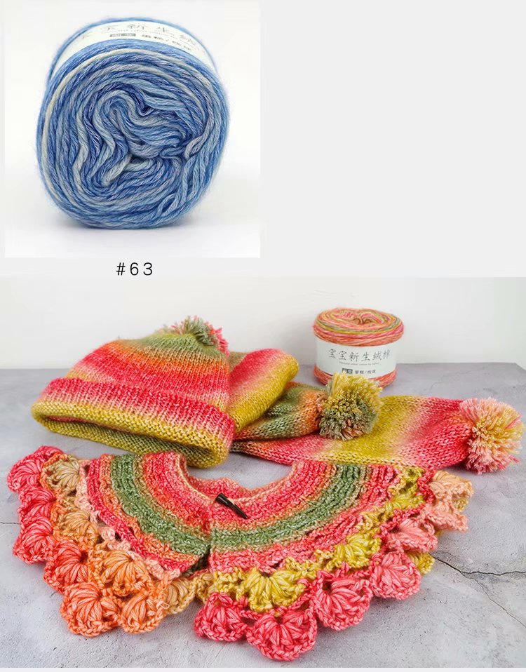 Cake Rainbow Thread Handmade DIY Woven Pure Cotton Cake Yarn Wool Long Section Dyed Lace Rendering Rainbow Crochet Thread Cake Rainbow Thread Handmade DIY Woven Pure Cotton Cake Yarn Wool Long Section Dyed Lace Rendering Rainbow Crochet Thread