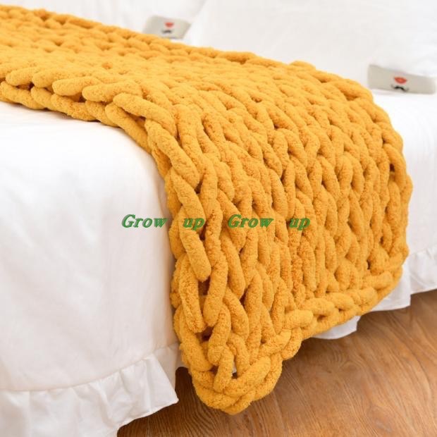 INS Chenille Thick Wool Knitted Blanket Handmade Woven Blanket Nordic Wish Sofa Blanket Thick Thread Bar Knitted Blanket INS Chenille Thick Wool Knitted Blanket Handmade Woven Blanket Nordic Wish Sofa Blanket Thick Thread Bar Knitted Blanket