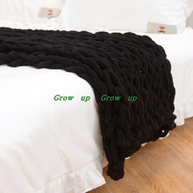 INS Chenille Thick Wool Knitted Blanket Handmade Woven Blanket Nordic Wish Sofa Blanket Thick Thread Bar Knitted Blanket INS Chenille Thick Wool Knitted Blanket Handmade Woven Blanket Nordic Wish Sofa Blanket Thick Thread Bar Knitted Blanket