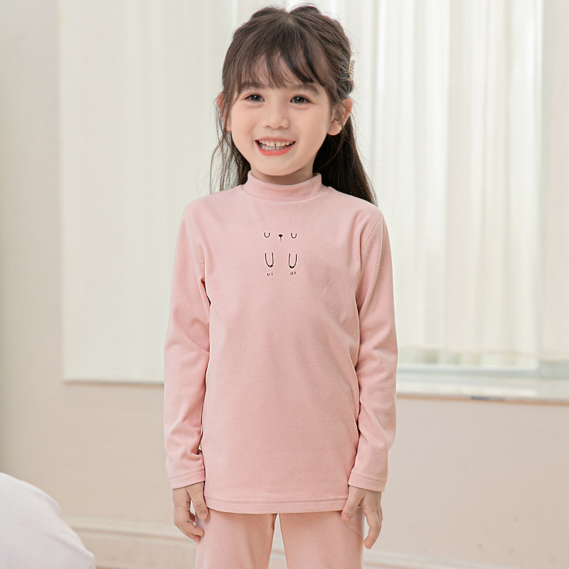 Children&#039;s Thread Thermal Underwear Set Girls&#039; Traceless Thermal Long-Sleeved Long John Base Pajamas Double-Sided Warm Soft Wool