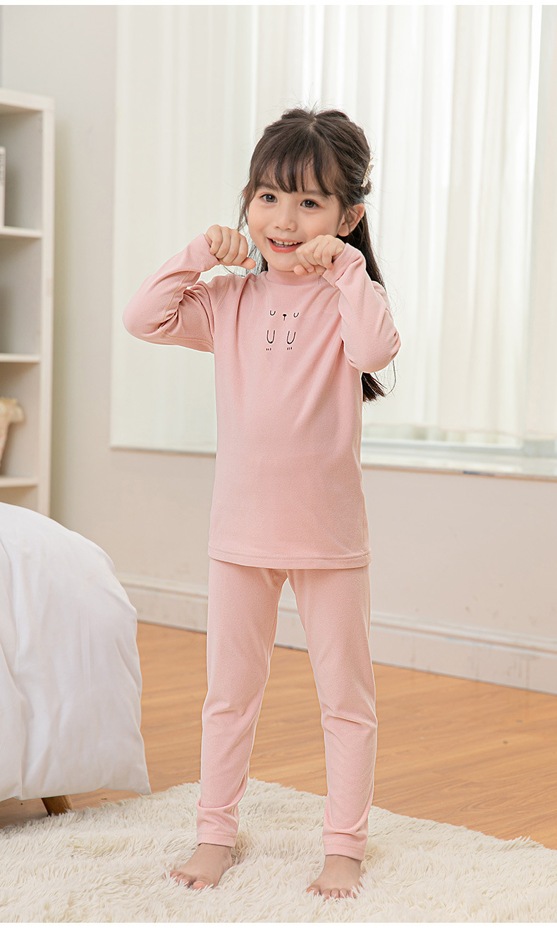 Children's Thread Thermal Underwear Set Girls' Traceless Thermal Long-Sleeved Long John Base Pajamas Double-Sided Warm Soft Wool Children's Thread Thermal Underwear Set Girls' Traceless Thermal Long-Sleeved Long John Base Pajamas Double-Sided Warm Soft Wool