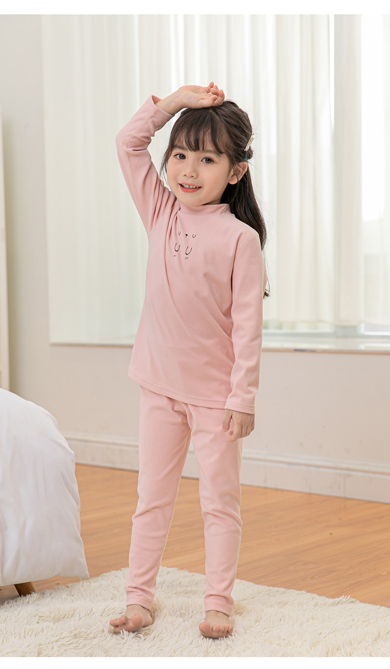 Children's Thread Thermal Underwear Set Girls' Traceless Thermal Long-Sleeved Long John Base Pajamas Double-Sided Warm Soft Wool Children's Thread Thermal Underwear Set Girls' Traceless Thermal Long-Sleeved Long John Base Pajamas Double-Sided Warm Soft Wool