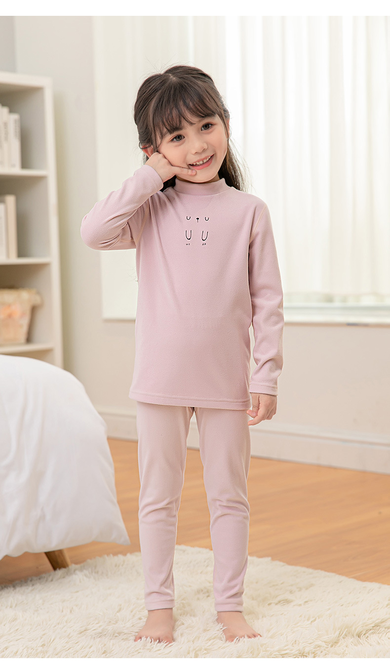 Children's Thread Thermal Underwear Set Girls' Traceless Thermal Long-Sleeved Long John Base Pajamas Double-Sided Warm Soft Wool Children's Thread Thermal Underwear Set Girls' Traceless Thermal Long-Sleeved Long John Base Pajamas Double-Sided Warm Soft Wool