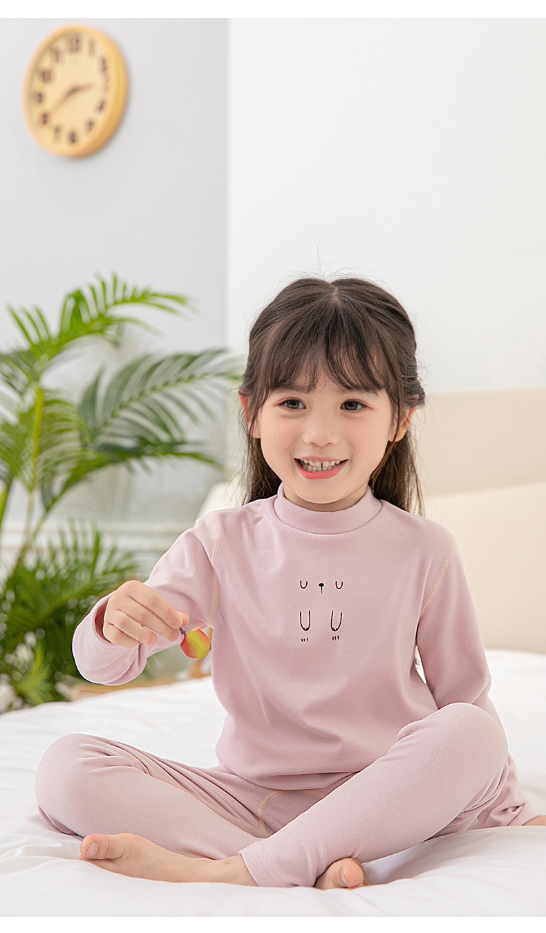 Children's Thread Thermal Underwear Set Girls' Traceless Thermal Long-Sleeved Long John Base Pajamas Double-Sided Warm Soft Wool Children's Thread Thermal Underwear Set Girls' Traceless Thermal Long-Sleeved Long John Base Pajamas Double-Sided Warm Soft Wool
