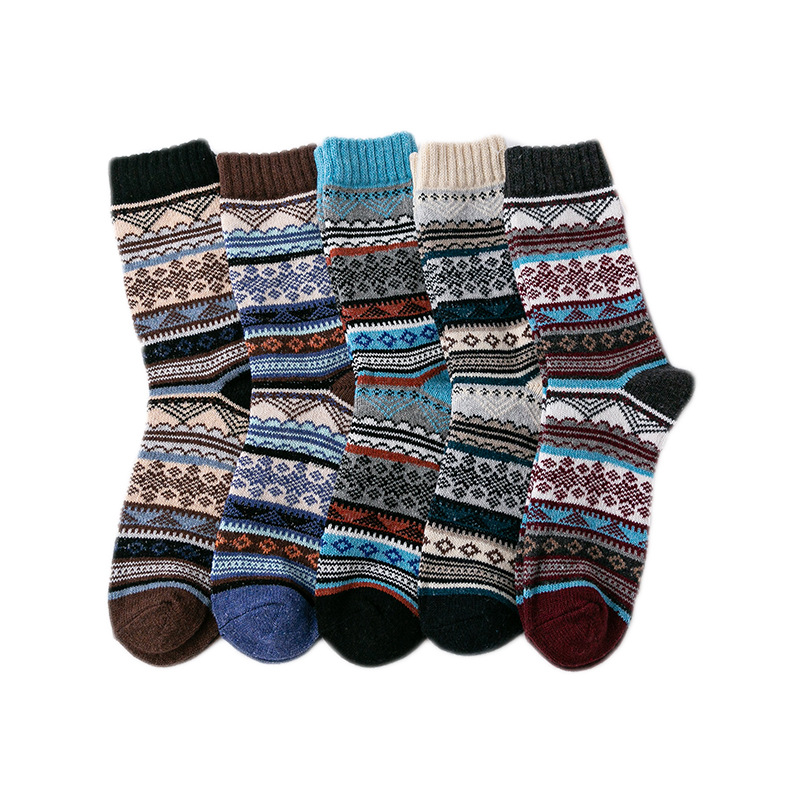 Amazon Cross-Border Foreign Trade Socks Men&#039;s Thickened Angora Wool Socks Thick Thread Ethnic Style Tube Socks AliExpress