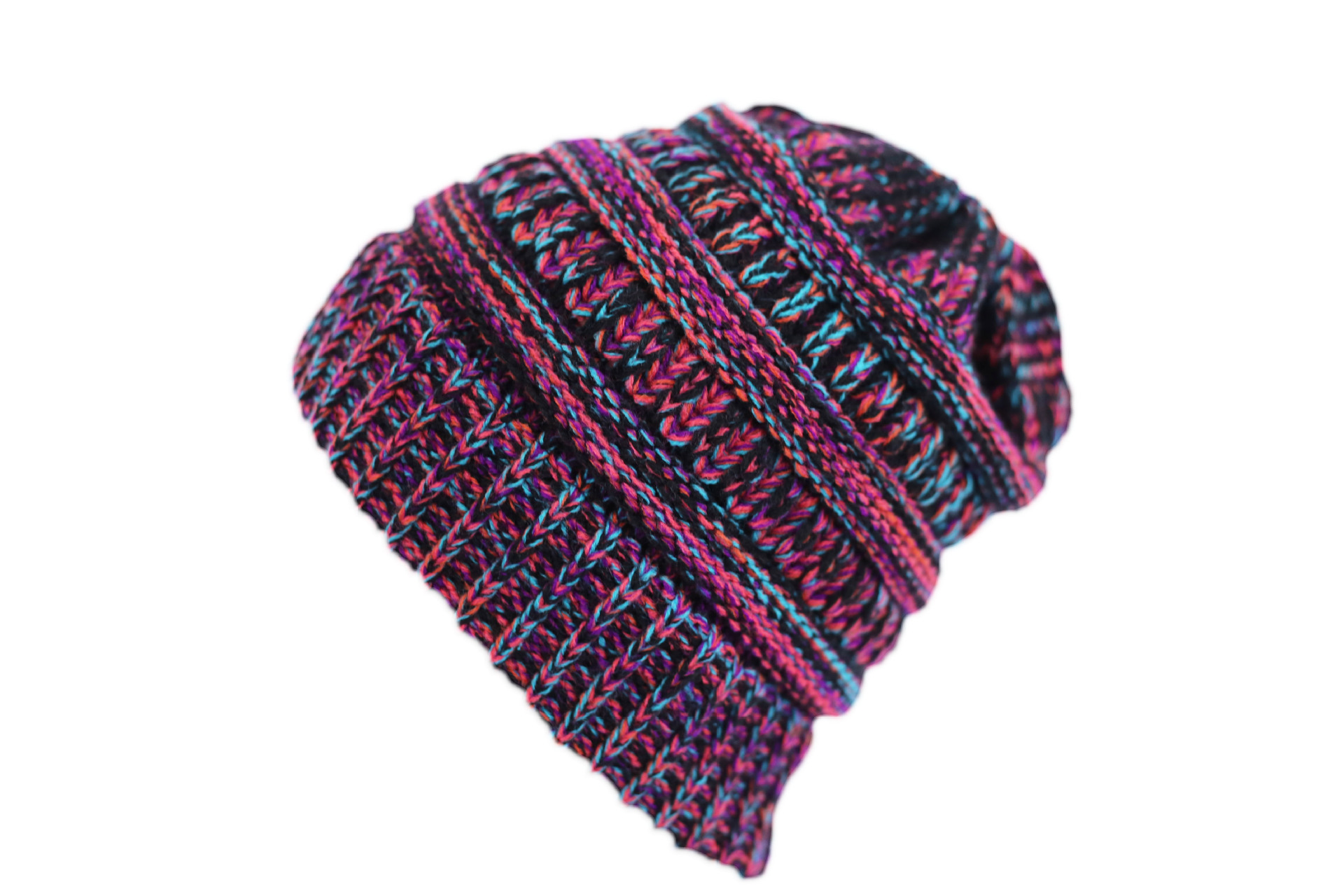 AliExpress EBay Best Seller in Europe and America Mixed Color Colored Thread Adults' Ponytail Wool Knitted Color Topless Hat Factory Direct Sales AliExpress EBay Best Seller in Europe and America Mixed Color Colored Thread Adults' Ponytail Wool Knitted Color Topless Hat Factory Direct Sales