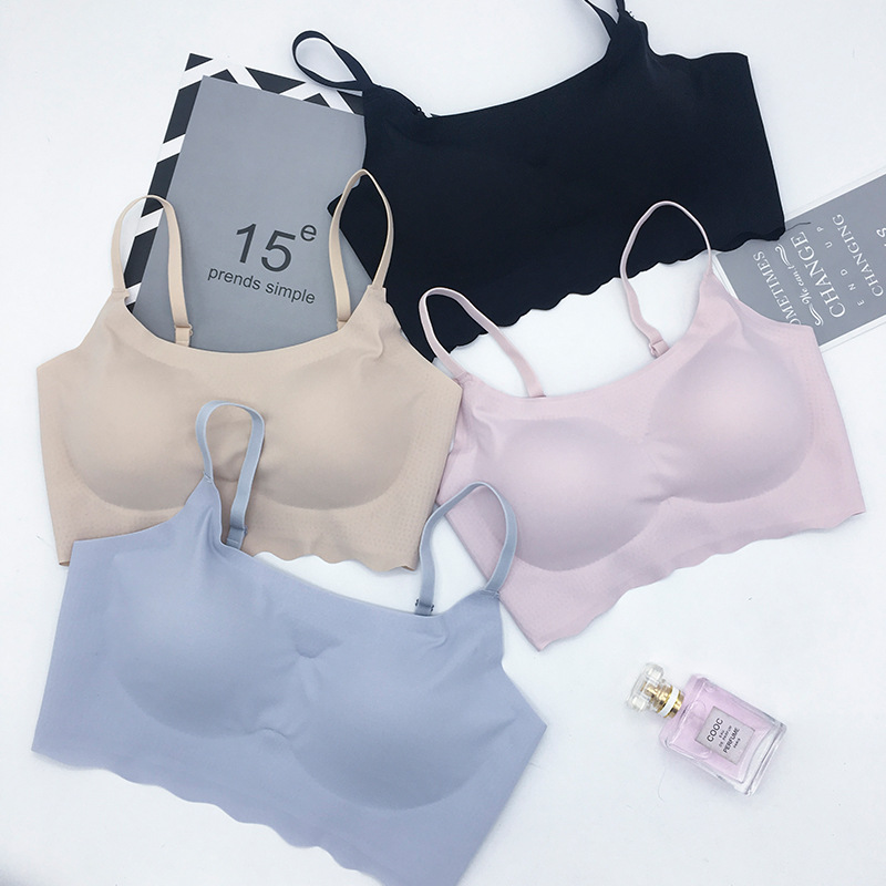 One-Piece Ice Silk Sports Push up Bras Sexy Underwear Wireless Sleep Vest Girl Bra Bra