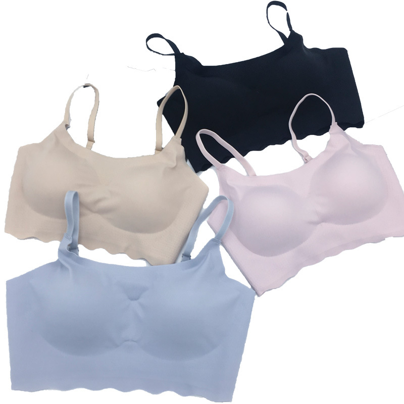 One-Piece Ice Silk Sports Push up Bras Sexy Underwear Wireless Sleep Vest Girl Bra Bra