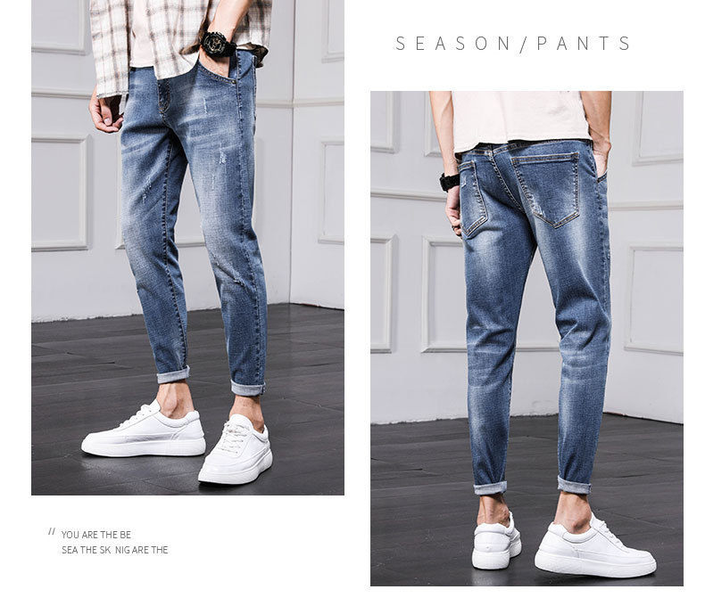 Men's Jeans 2021 Spring and Autumn New Men's Slim Fit Skinny Pants Fashion Brand Korean Style Trendy Ankle Length Pants Casual Pants Men's Jeans 2021 Spring and Autumn New Men's Slim Fit Skinny Pants Fashion Brand Korean Style Trendy Ankle Length Pants Casual Pants