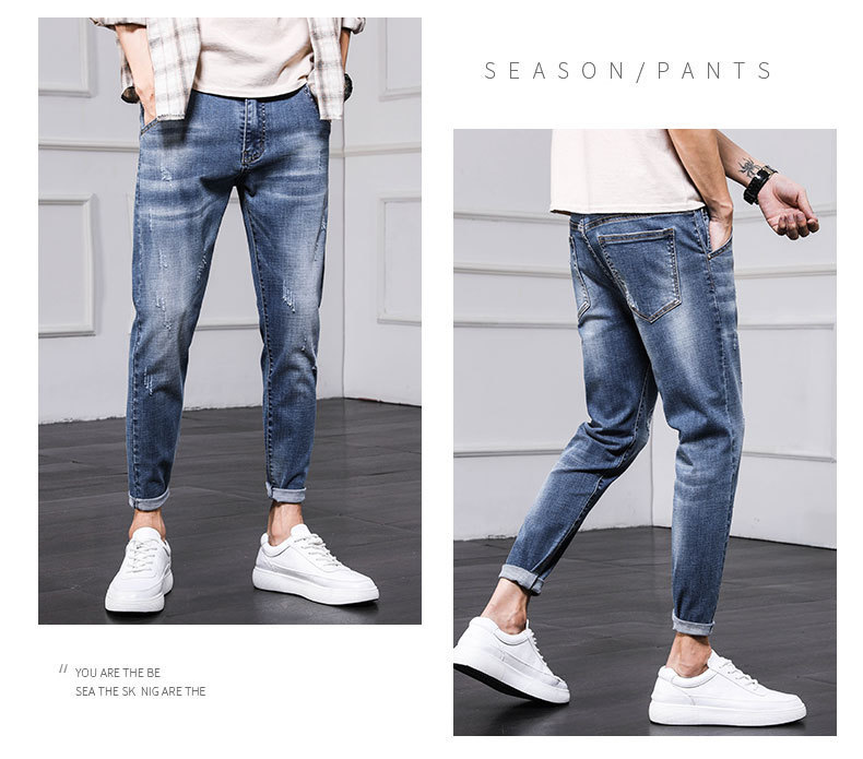 Men's Jeans 2021 Spring and Autumn New Men's Slim Fit Skinny Pants Fashion Brand Korean Style Trendy Ankle Length Pants Casual Pants Men's Jeans 2021 Spring and Autumn New Men's Slim Fit Skinny Pants Fashion Brand Korean Style Trendy Ankle Length Pants Casual Pants