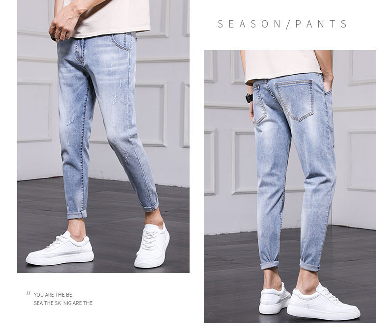 Men's Jeans 2021 Spring and Autumn New Men's Slim Fit Skinny Pants Fashion Brand Korean Style Trendy Ankle Length Pants Casual Pants Men's Jeans 2021 Spring and Autumn New Men's Slim Fit Skinny Pants Fashion Brand Korean Style Trendy Ankle Length Pants Casual Pants
