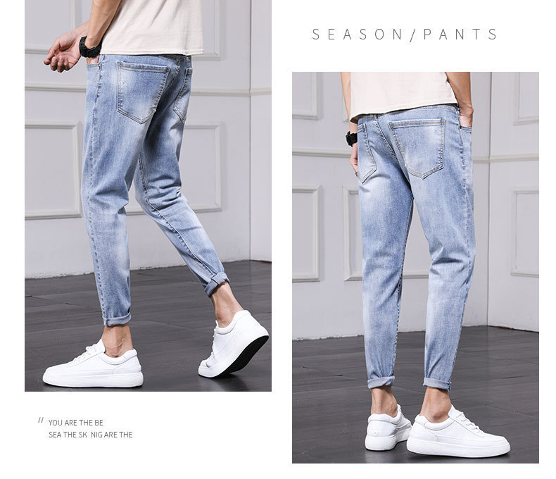 Men's Jeans 2021 Spring and Autumn New Men's Slim Fit Skinny Pants Fashion Brand Korean Style Trendy Ankle Length Pants Casual Pants Men's Jeans 2021 Spring and Autumn New Men's Slim Fit Skinny Pants Fashion Brand Korean Style Trendy Ankle Length Pants Casual Pants
