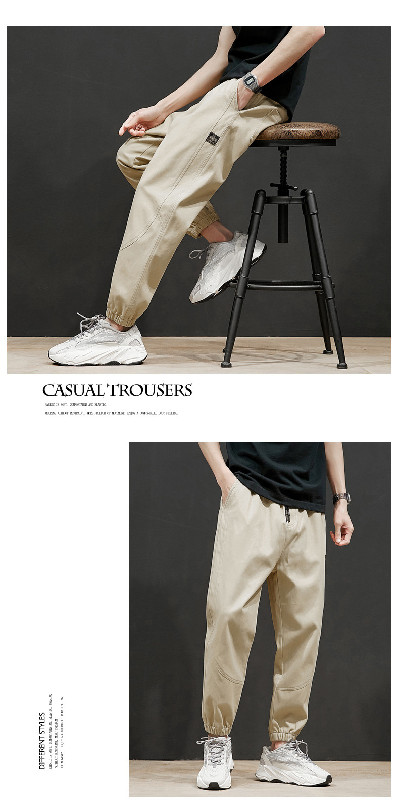 Large Size Casual Pants Men's Spring and Autumn New Men's Ankle Length Pants Korean Youth Loose Track Pants Ankle-Tied Sweatpants Large Size Casual Pants Men's Spring and Autumn New Men's Ankle Length Pants Korean Youth Loose Track Pants Ankle-Tied Sweatpants