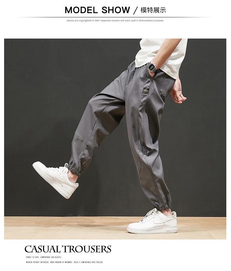 Large Size Casual Pants Men's Spring and Autumn New Men's Ankle Length Pants Korean Youth Loose Track Pants Ankle-Tied Sweatpants Large Size Casual Pants Men's Spring and Autumn New Men's Ankle Length Pants Korean Youth Loose Track Pants Ankle-Tied Sweatpants