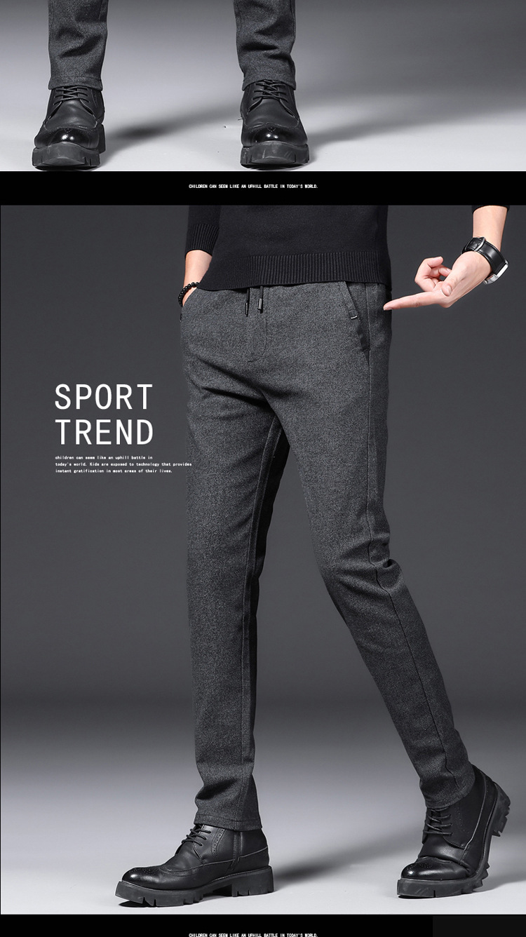 Autumn and Winter Thick Cotton and Linen Brushed Casual Pants Men's Pencil Pants Slim Stretch Men's Pants Youth Trendy Men's Clothing Wholesale Autumn and Winter Thick Cotton and Linen Brushed Casual Pants Men's Pencil Pants Slim Stretch Men's Pants Youth Trendy Men's Clothing Wholesale