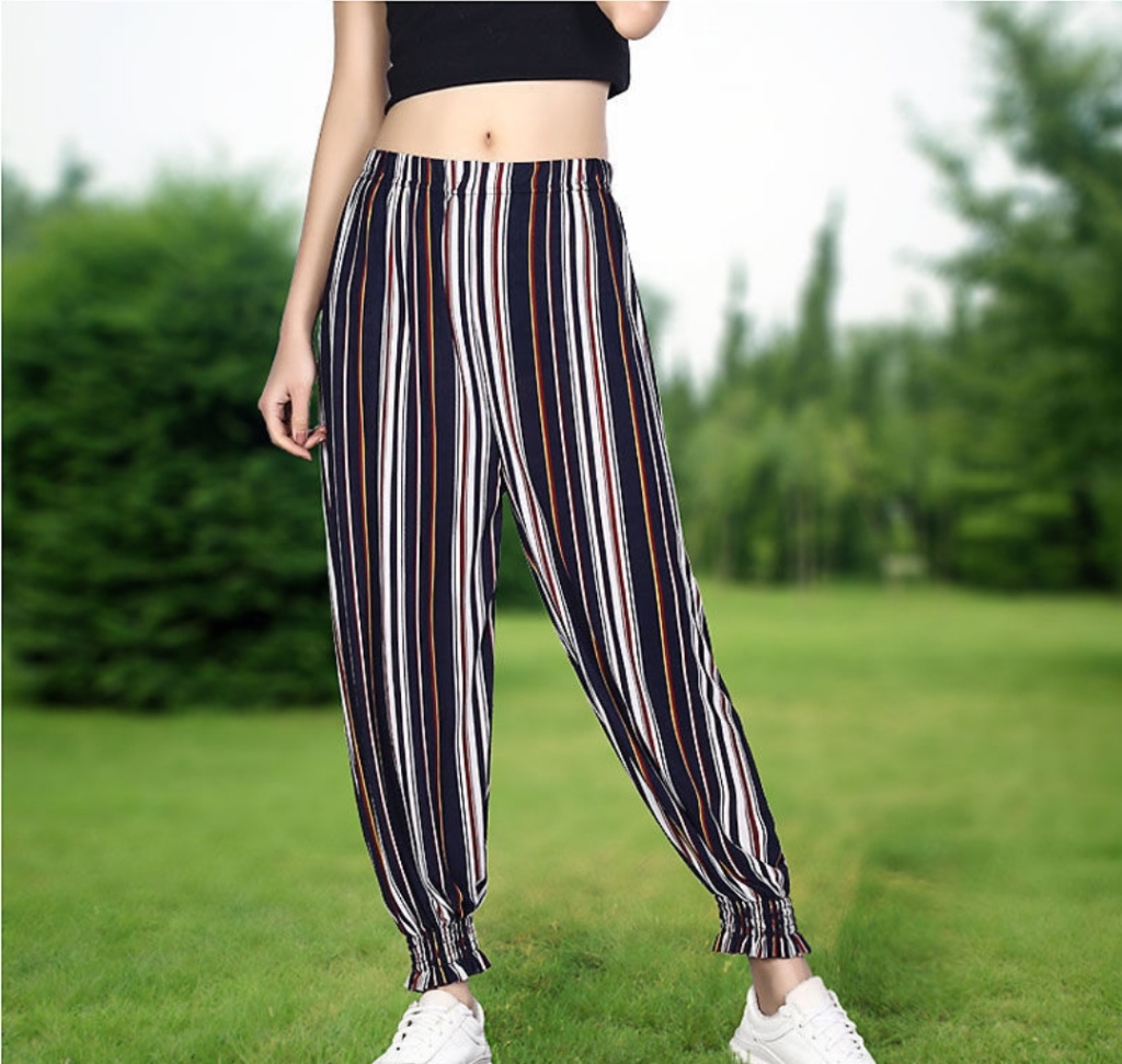 Manufacturer Summer Mosquito Repelling Pants Cool Ice Silk Women's Pants Ice Silk Women's Flower Pants Beauty Stripe Drape Bloomers Casual Pants Manufacturer Summer Mosquito Repelling Pants Cool Ice Silk Women's Pants Ice Silk Women's Flower Pants Beauty Stripe Drape Bloomers Casual Pants