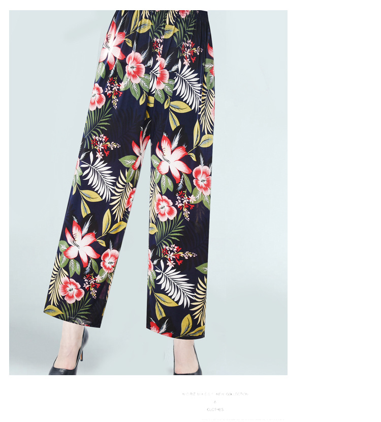 Factory Direct Sales Summer Cool Ice Silk Women's Pants Ice Silk Women's Flower Pants Cropped Flower Pants Middle-Aged and Elderly Casual Pants Factory Direct Sales Summer Cool Ice Silk Women's Pants Ice Silk Women's Flower Pants Cropped Flower Pants Middle-Aged and Elderly Casual Pants