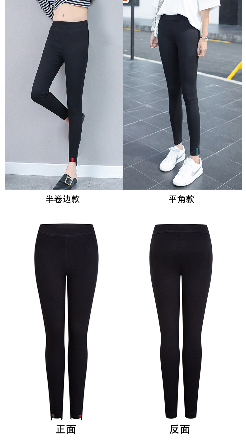 2020 Fleece-Lined Thickened Ribbon Leggings Elastic Outerwear Tappered Pencil Pants Black Thin Slimming plus Size Women's Pants 2020 Fleece-Lined Thickened Ribbon Leggings Elastic Outerwear Tappered Pencil Pants Black Thin Slimming plus Size Women's Pants