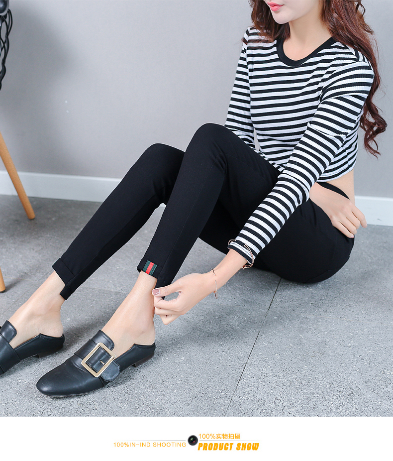 2020 Fleece-Lined Thickened Ribbon Leggings Elastic Outerwear Tappered Pencil Pants Black Thin Slimming plus Size Women's Pants 2020 Fleece-Lined Thickened Ribbon Leggings Elastic Outerwear Tappered Pencil Pants Black Thin Slimming plus Size Women's Pants