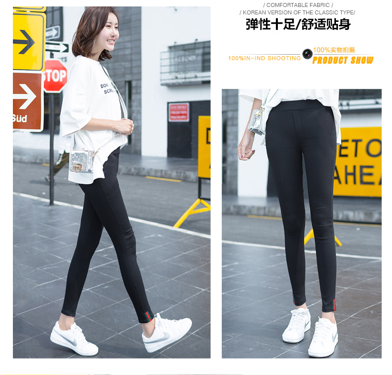 2020 Fleece-Lined Thickened Ribbon Leggings Elastic Outerwear Tappered Pencil Pants Black Thin Slimming plus Size Women's Pants 2020 Fleece-Lined Thickened Ribbon Leggings Elastic Outerwear Tappered Pencil Pants Black Thin Slimming plus Size Women's Pants
