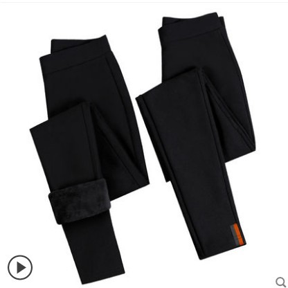 2020 Fleece-Lined Thickened Ribbon Leggings Elastic Outerwear Tappered Pencil Pants Black Thin Slimming plus Size Women's Pants 2020 Fleece-Lined Thickened Ribbon Leggings Elastic Outerwear Tappered Pencil Pants Black Thin Slimming plus Size Women's Pants