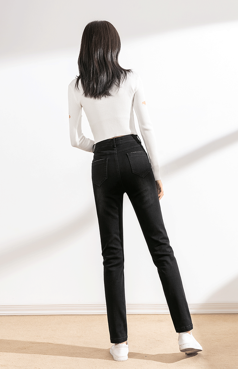 Black Slim Fit Pencil Pants Black Skinny Tappered Pants Women 2021 New Fall Women's Clothing Tide High Waist Jeans Women