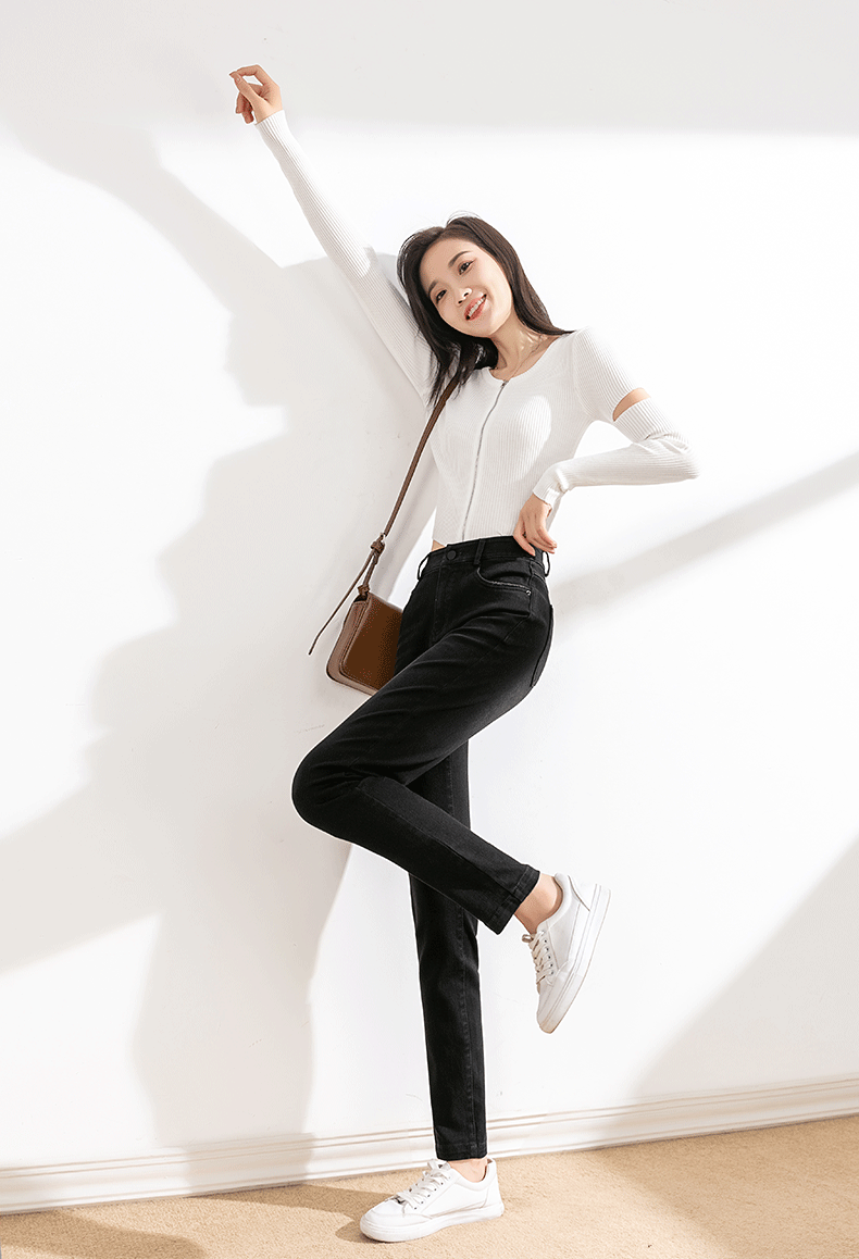 Black Slim Fit Pencil Pants Black Skinny Tappered Pants Women 2021 New Fall Women's Clothing Tide High Waist Jeans Women