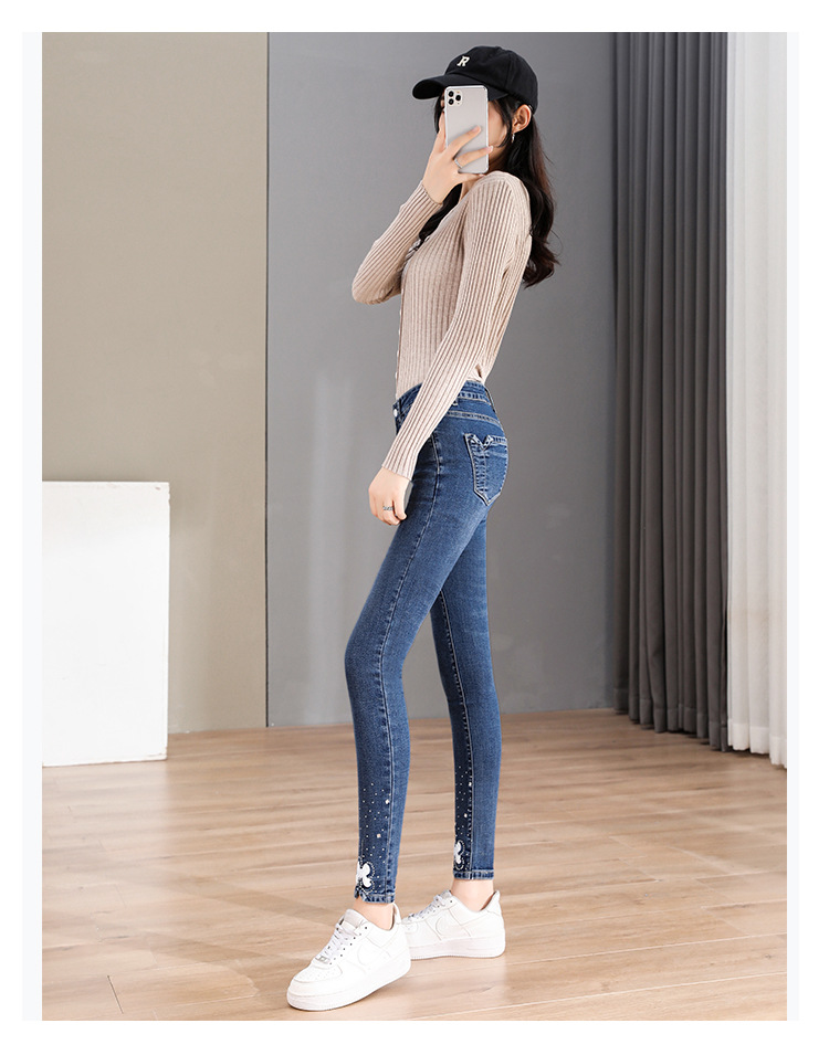Tiktok Skinny Jeans Women's Extended Stretch Skinny Pencil Pants 2021autumn New Slimming Trousers