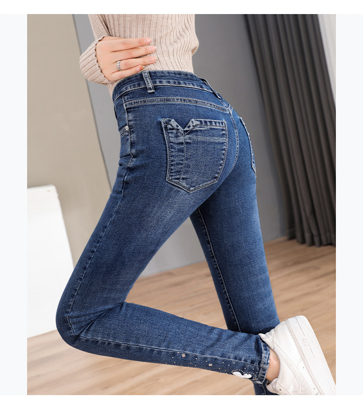Tiktok Skinny Jeans Women's Extended Stretch Skinny Pencil Pants 2021autumn New Slimming Trousers