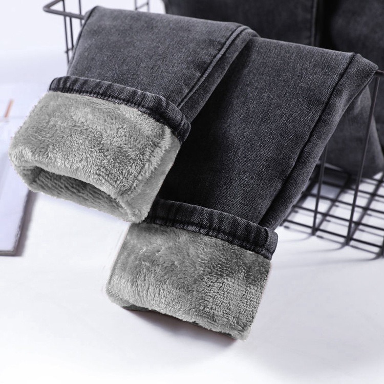 High Waist Jeans Women's Pants Autumn and Winter Fleece-Lined New Outer Wear Thick Tight Stretch All-Matching Ankle Tight Pencil Pants