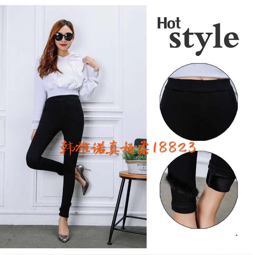 The new style of 100 - match pencil - cut pencil pants diamond - pattern composite ultra - soft black.