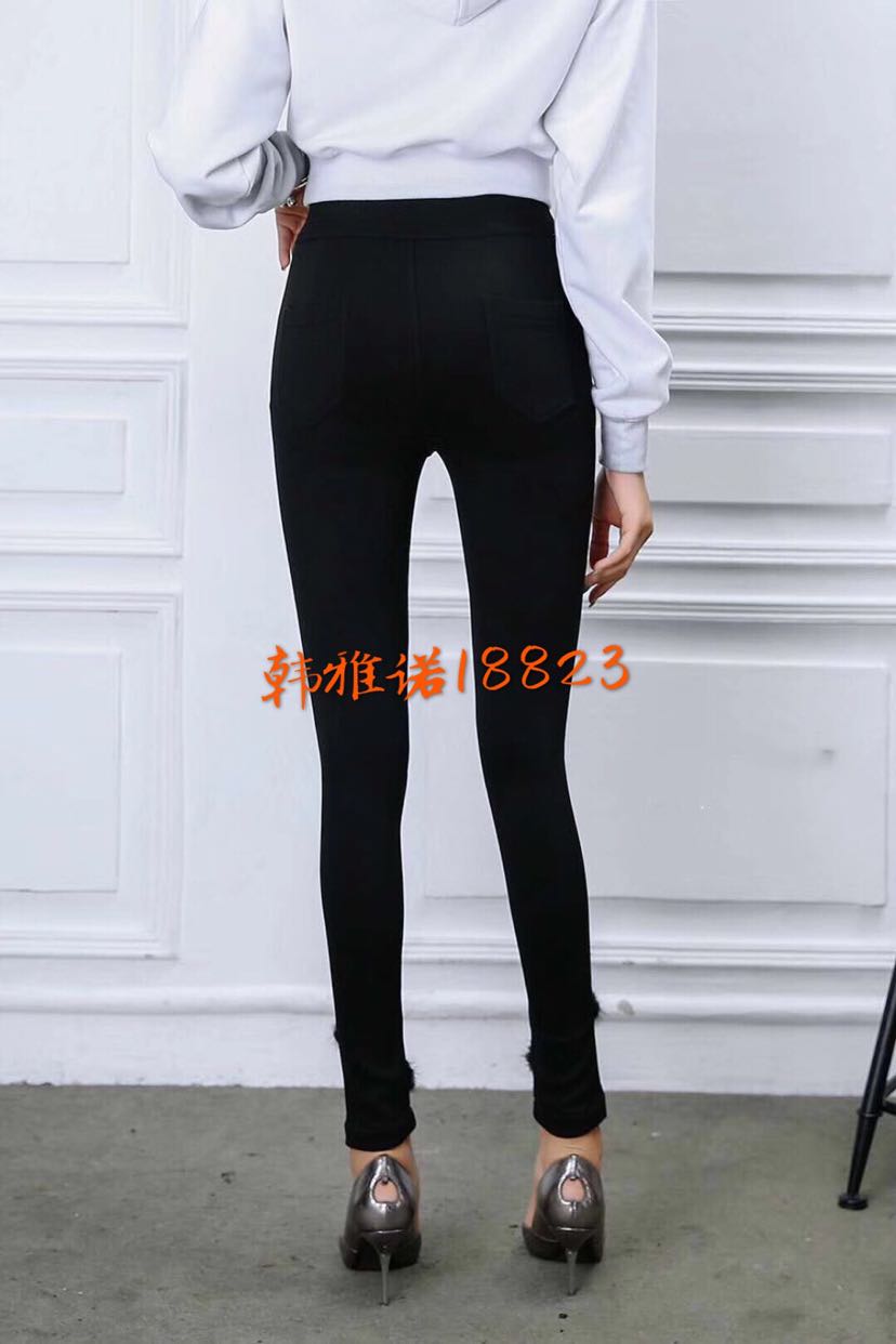 The new style of 100 - match pencil - cut pencil pants diamond - pattern composite ultra - soft black.