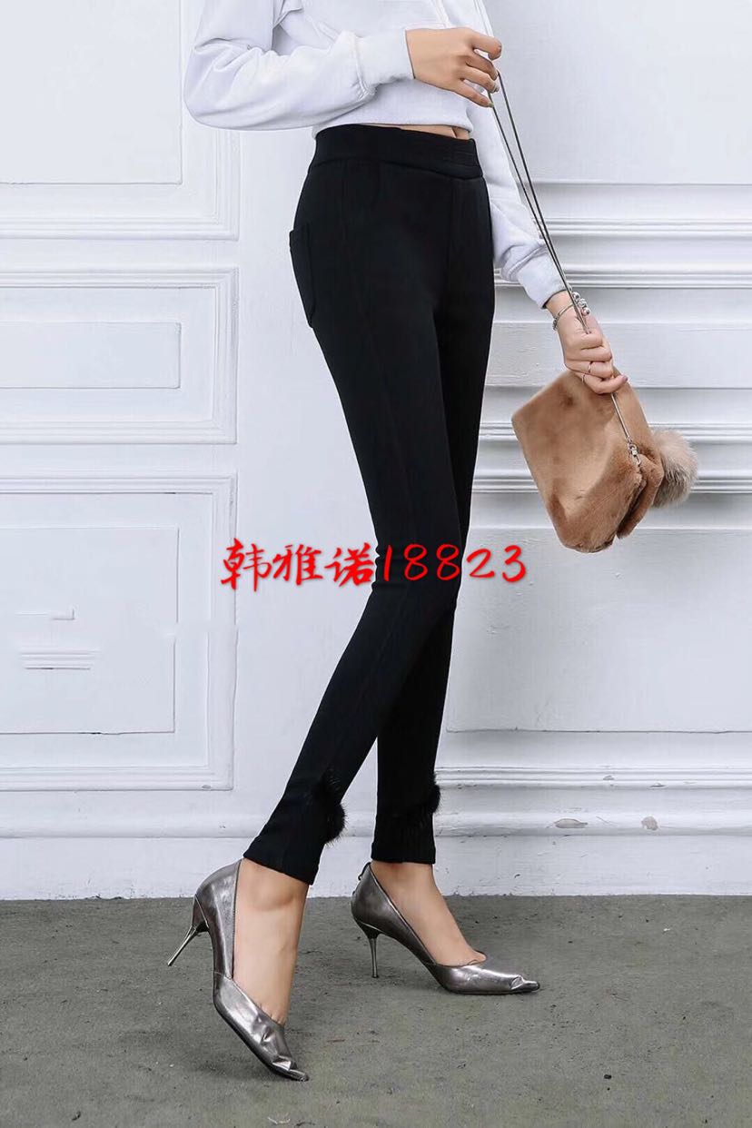 The new style of 100 - match pencil - cut pencil pants diamond - pattern composite ultra - soft black.