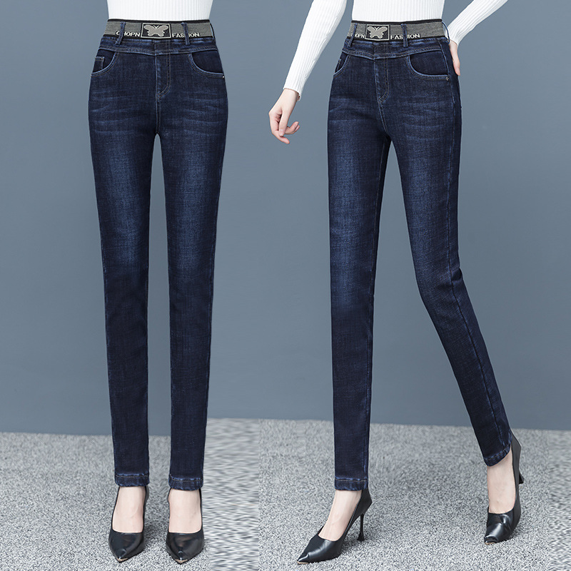 Black Jeans Women&#039;s High Waist Velvet Padded Skinny Pants 2021 Autumn and Winter Trousers Korean Style Stretch Skinny Pencil Pants Slimming