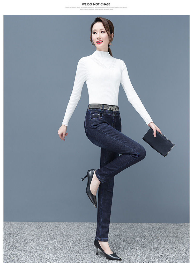Black Jeans Women's High Waist Velvet Padded Skinny Pants 2021 Autumn and Winter Trousers Korean Style Stretch Skinny Pencil Pants Slimming