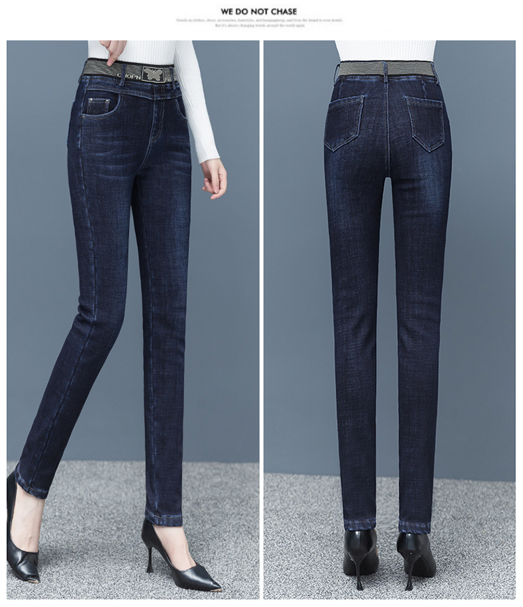 Black Jeans Women's High Waist Velvet Padded Skinny Pants 2021 Autumn and Winter Trousers Korean Style Stretch Skinny Pencil Pants Slimming