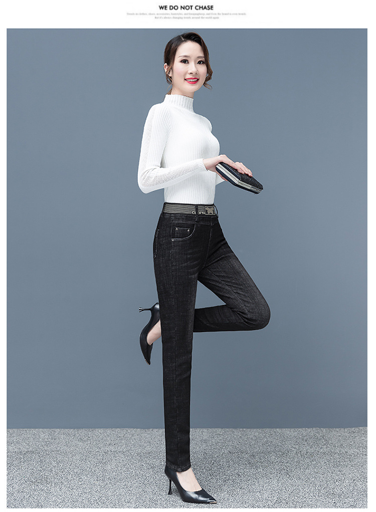 Black Jeans Women's High Waist Velvet Padded Skinny Pants 2021 Autumn and Winter Trousers Korean Style Stretch Skinny Pencil Pants Slimming