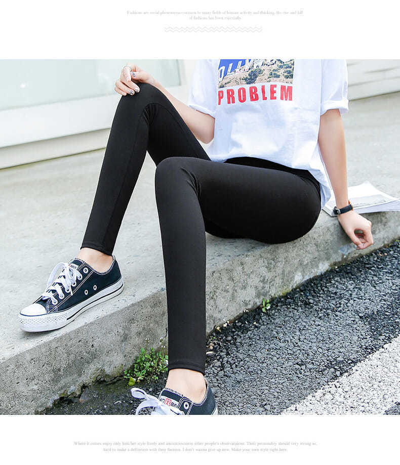 Outerwear Leggings Spring Pencil Pants Thin Black Cropped Pants High Waist Women's Pants Stretch Feet Pants