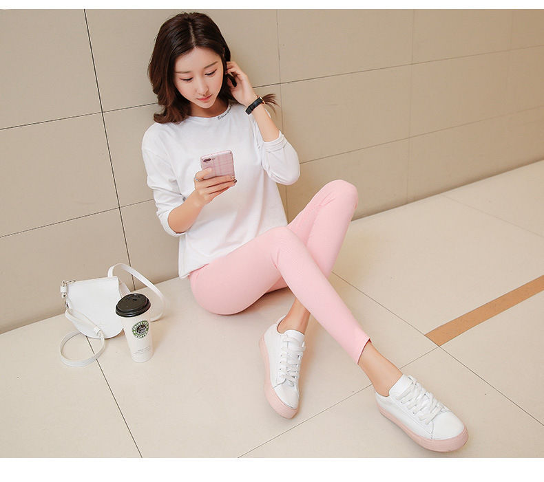 Outerwear Leggings Spring Pencil Pants Thin Black Cropped Pants High Waist Women's Pants Stretch Feet Pants