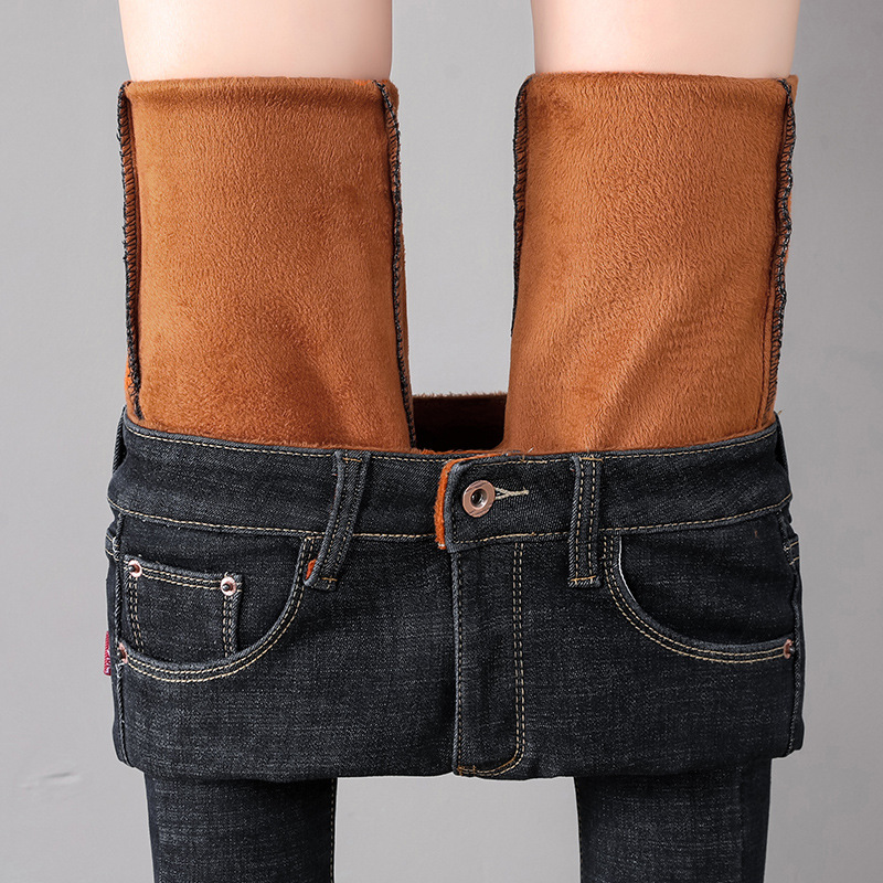 2020 Autumn and Winter Fleece-Lined Thick Warm Pants Women's Stretch Slim Women's Clothing Tappered Pencil Pants All-Matching Jeans Women 2020 Autumn and Winter Fleece-Lined Thick Warm Pants Women's Stretch Slim Women's Clothing Tappered Pencil Pants All-Matching Jeans Women