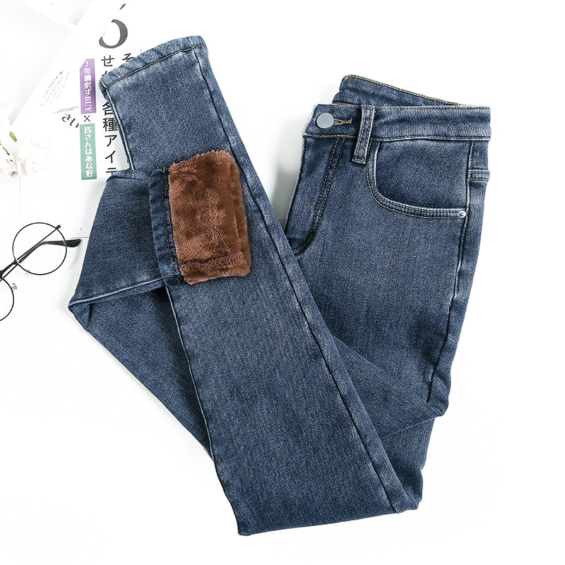 2020 Autumn and Winter Fleece-Lined Thick Warm Pants Women's Stretch Slim Women's Clothing Tappered Pencil Pants All-Matching Jeans Women 2020 Autumn and Winter Fleece-Lined Thick Warm Pants Women's Stretch Slim Women's Clothing Tappered Pencil Pants All-Matching Jeans Women