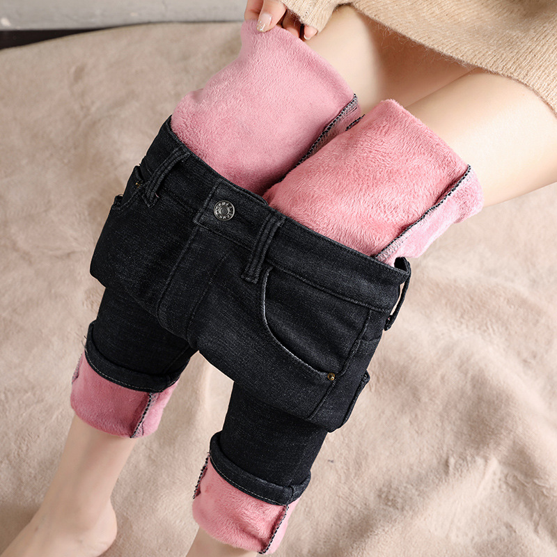 2020 Autumn and Winter Fleece-Lined Thick Warm Pants Women's Stretch Slim Women's Clothing Tappered Pencil Pants All-Matching Jeans Women 2020 Autumn and Winter Fleece-Lined Thick Warm Pants Women's Stretch Slim Women's Clothing Tappered Pencil Pants All-Matching Jeans Women