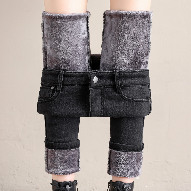 2020 Autumn and Winter Fleece-Lined Thick Warm Pants Women's Stretch Slim Women's Clothing Tappered Pencil Pants All-Matching Jeans Women 2020 Autumn and Winter Fleece-Lined Thick Warm Pants Women's Stretch Slim Women's Clothing Tappered Pencil Pants All-Matching Jeans Women