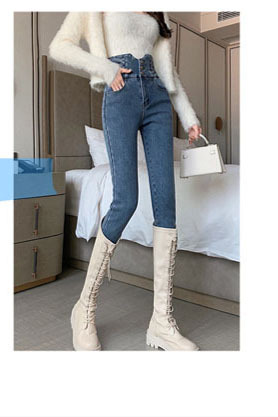 Women's Ultra High Waist Jeans Spring New Tappered Pants Slimming and Tight Pencil Pants Belly Contracting Hip Lifting Trousers Trendy