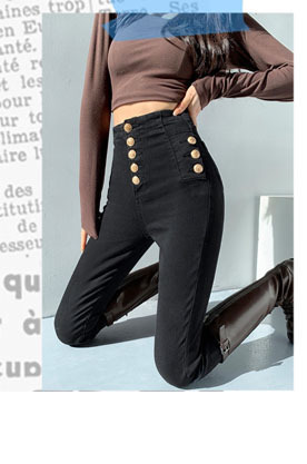 Women's Ultra High Waist Jeans Spring New Tappered Pants Slimming and Tight Pencil Pants Belly Contracting Hip Lifting Trousers Trendy