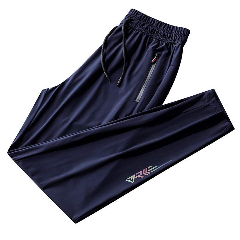 Summer Ice Silk Casual Pants Men&#039;s Sports Ninth Pants String Men&#039;s Pants Men&#039;s Fashion Brand Thin Breathable Air Conditioning Pants