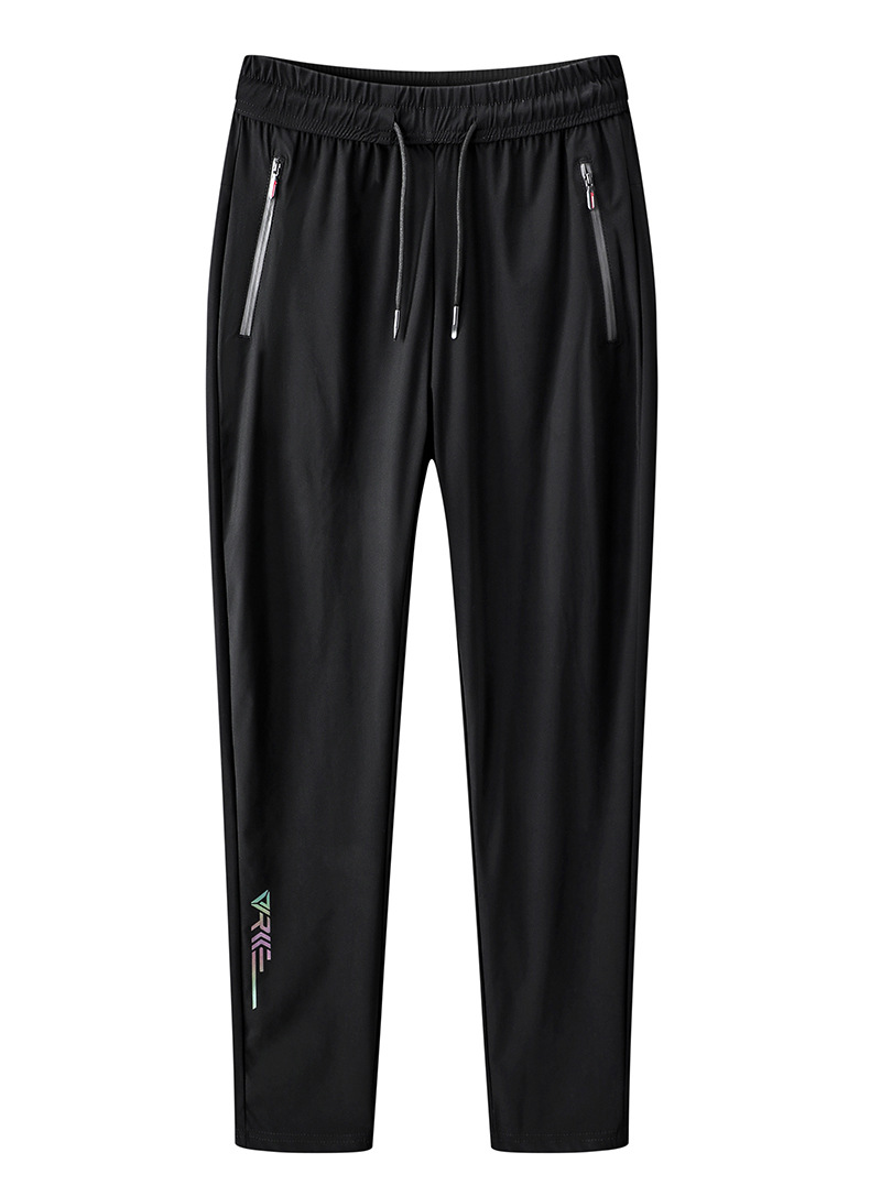 Summer Ice Silk Casual Pants Men's Sports Ninth Pants String Men's Pants Men's Fashion Brand Thin Breathable Air Conditioning Pants