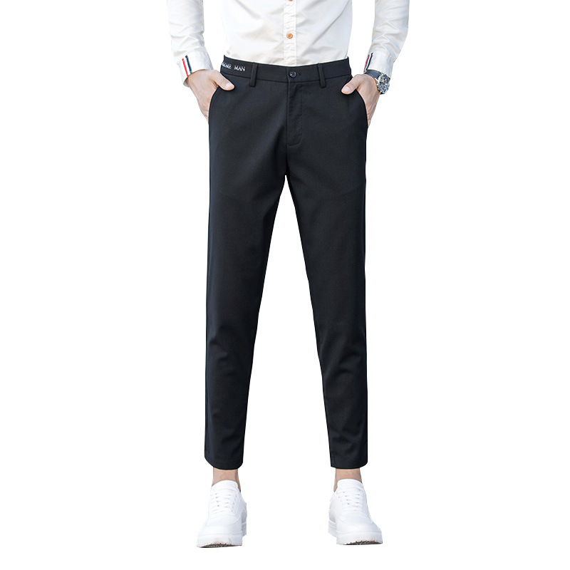 Black Small Suit Pants Men&#039;s Ninth Pants Straight Slim Fit Skinny Casual Korean Style Trendy Draping Men&#039;s Suit Pants Trendy